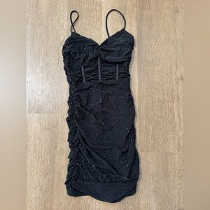 Kerrie Heatstone V-Neck Party Dress Windsor Black Rhinestone Size M